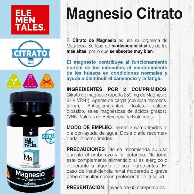 NOVADIET - Citrato de magnesio 60 comprimidos - intestino y tensión muscular - Imagen 2