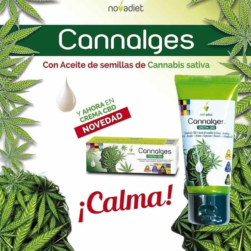 NOVADIET - Cannalges crema cbd 60 ml - dolor muscular, articular y contracturas - Imagen 3