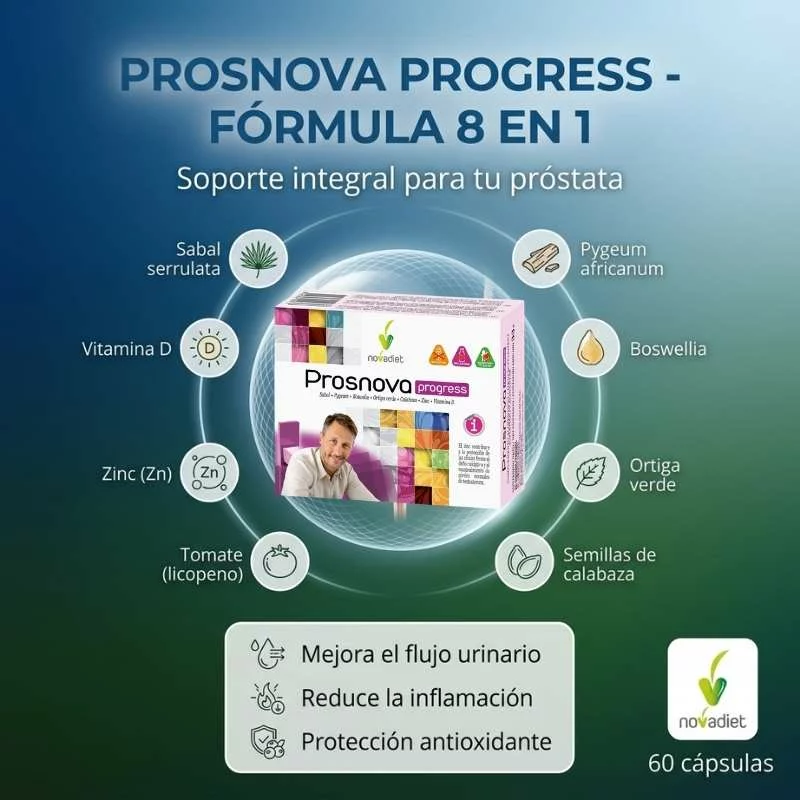 NOVADIET - Prosnova progress 60 cápsulas - próstata hombre - Imagen 2