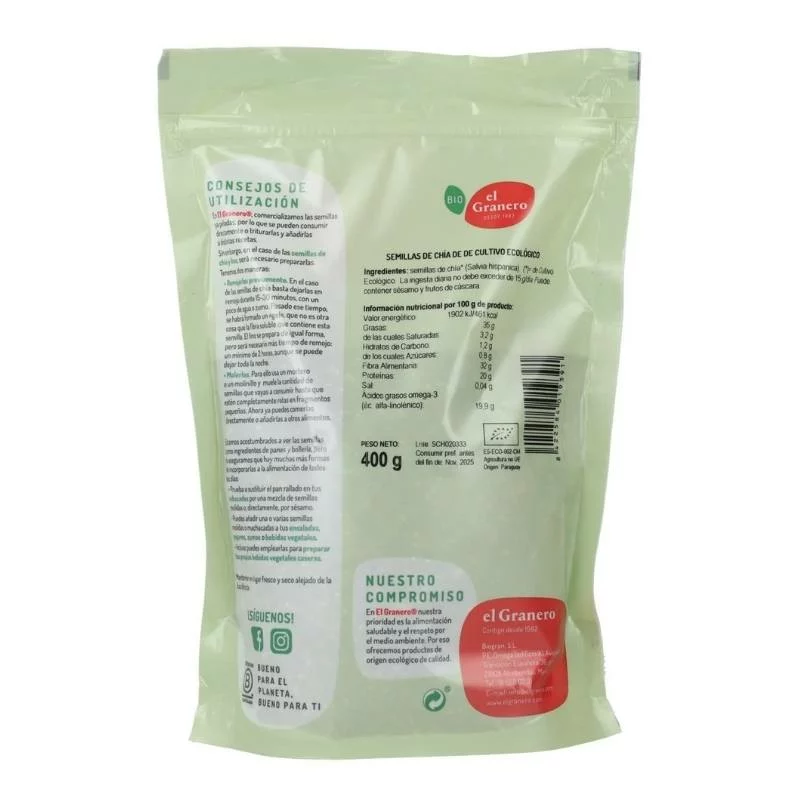granos y semillas SEMILLAS DE CHIA BIO, 400 g S/GLUT