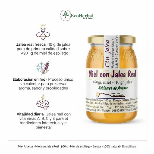 SABINARES DEL ARLANZA - Miel con jalea real 500gr - Imagen 2