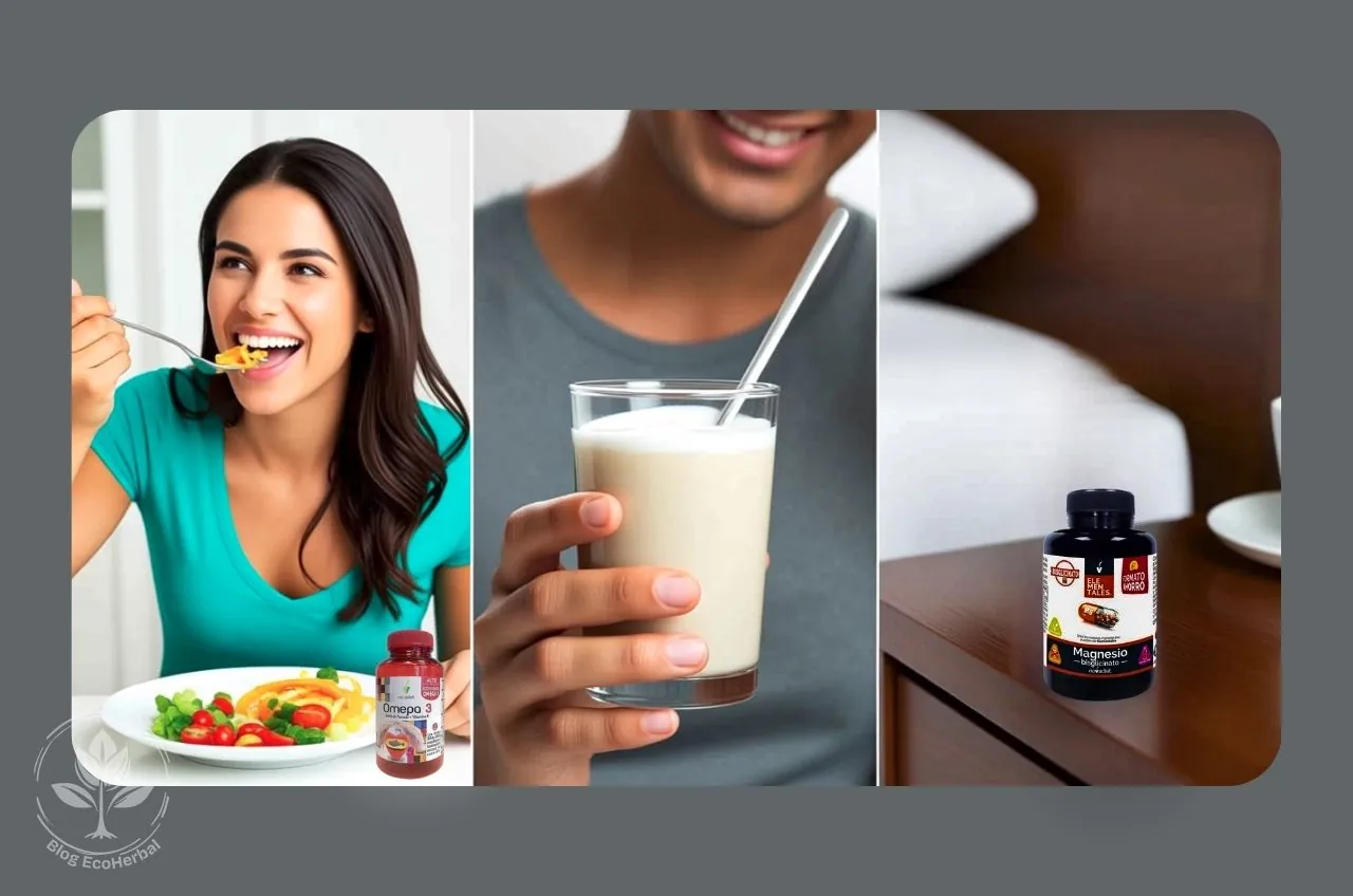 Tu Arsenal de Suplementos – EcoHerbal Collage mostrando el uso diario de suplementos para las articulaciones