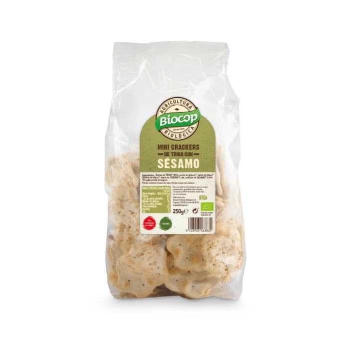 Mini crackers trigo sesamo Biocop | Snacks Sin Levadura