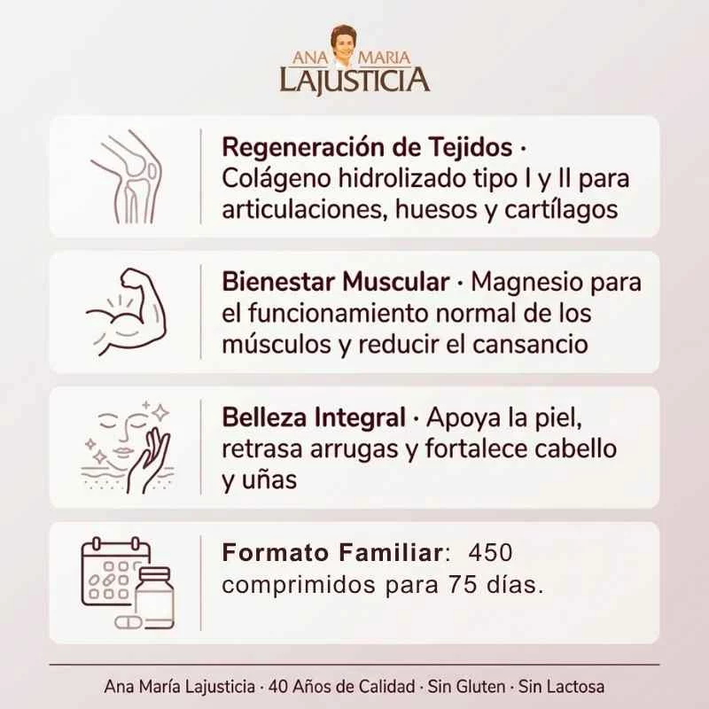 ANA MARIA LAJUSTICIA - Colágeno con magnesio 450 comprimidos | formato familiar - Imagen 3