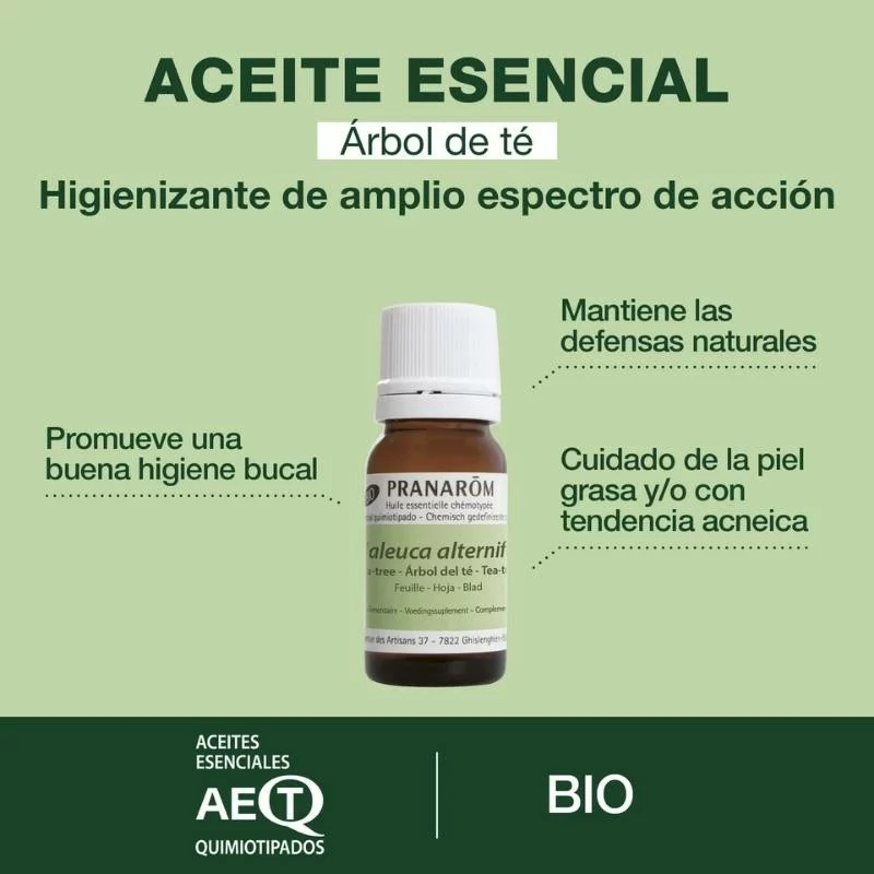 PRANAROM - Aceite esencial árbol del té 10ml - eficaz: hongos, piojos y acné - Imagen 2