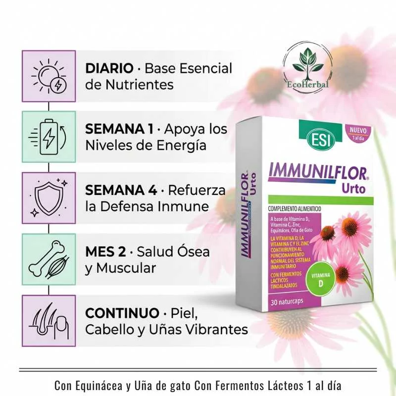 ESI - Immuniflor urto 30 naturcaps - defensas y sistema inmune - Imagen 2