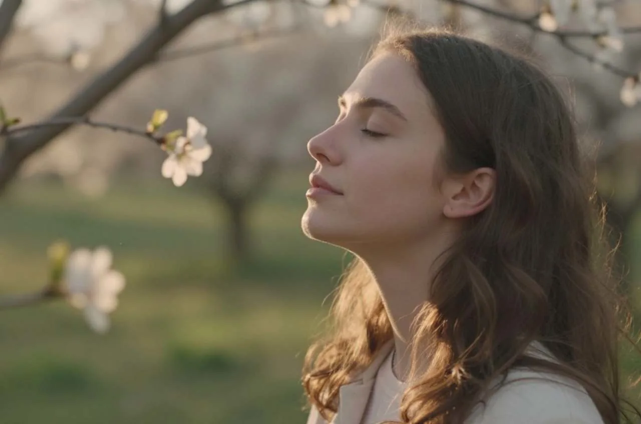 Mujer disfrutando de la primavera sin síntomas de alergia estacional gracias a antihistamínicos naturales
