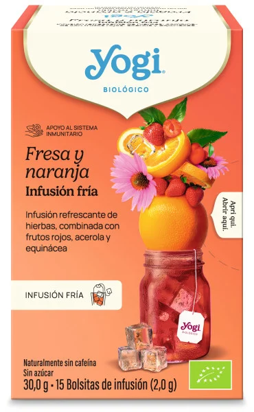 plantas en filtro INFUSION FRIA FRESA Y NARANJA BIO 15 BOLSAS