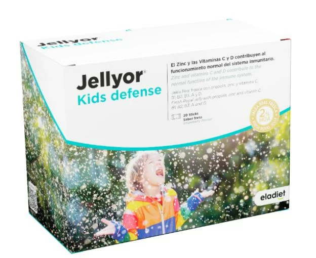 complementos infantil. JELLYOR JALEA KIDS DEFENSAS 20 STICKS SABOR FRESA