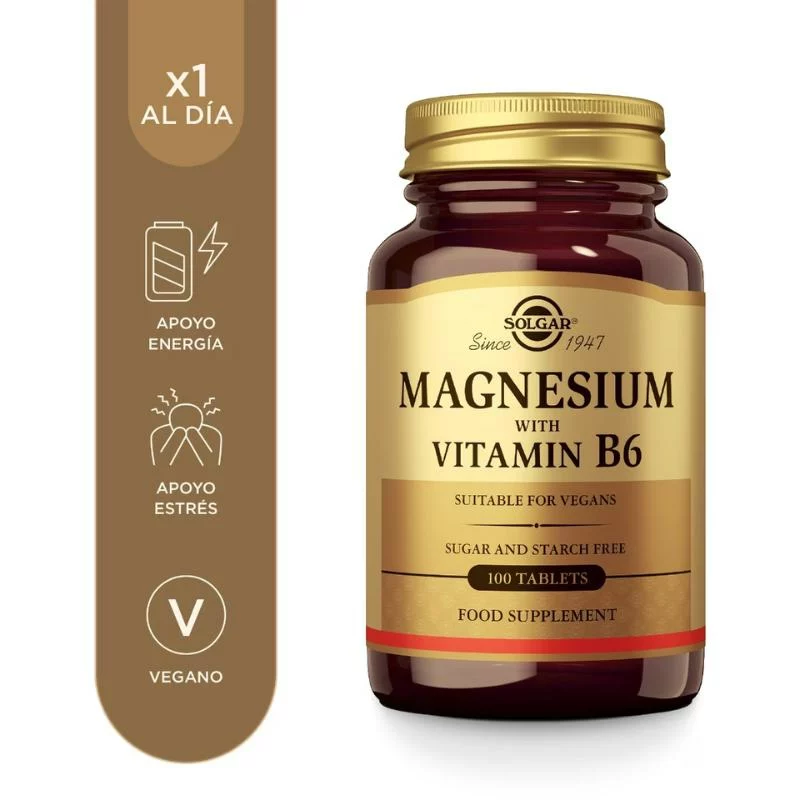 SOLGAR - Magnesio + vitamina b6 100 comprimidos - energía - Imagen 2