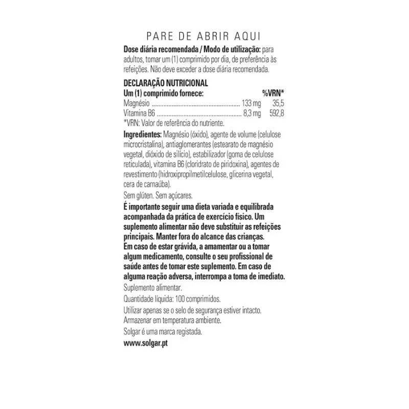 SOLGAR - Magnesio + vitamina b6 100 comprimidos - energía - Imagen 4