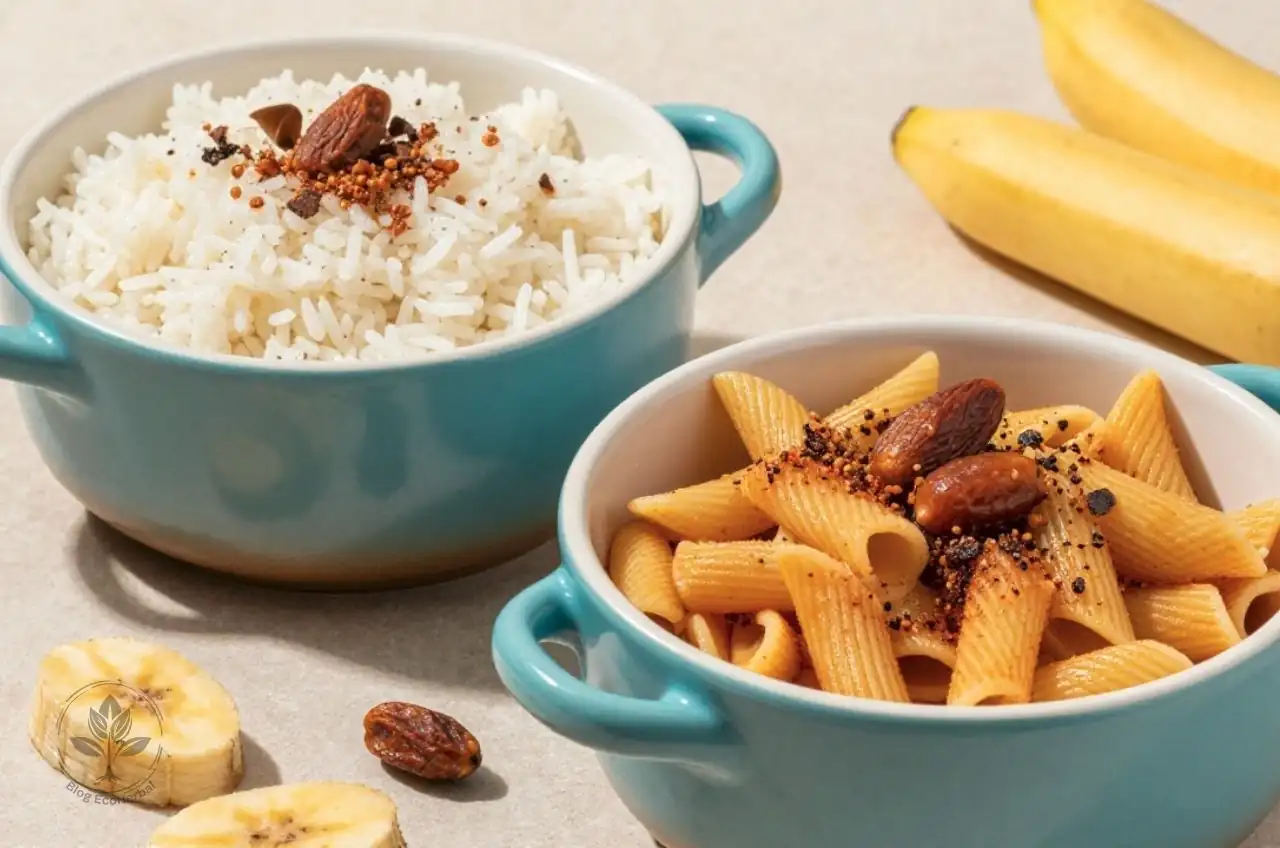 Ingredientes naturales para la carga de carbohidratos de un corredor.