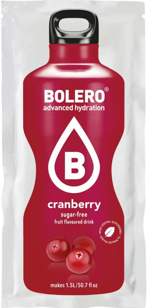 bebidas solubles BOLERO ARANDANO ROJO SOBRE 9 GRS CRANBERRY