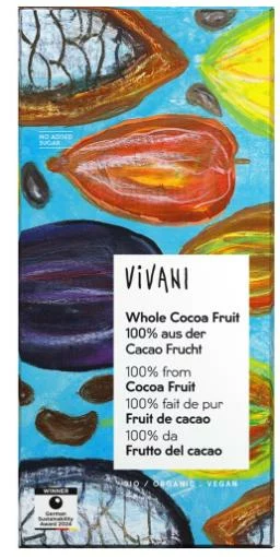 repostería y chocolates CHOCOLATE NEGRO FRUTO DEL CACAO COMPLETO BIO 80G