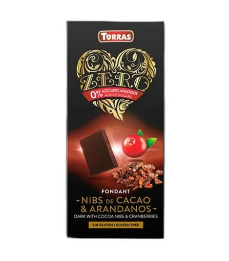 repostería y chocolates CHOCOLATE NEGRO ZERO NIBS CACAO Y ARANDANO 125 grs