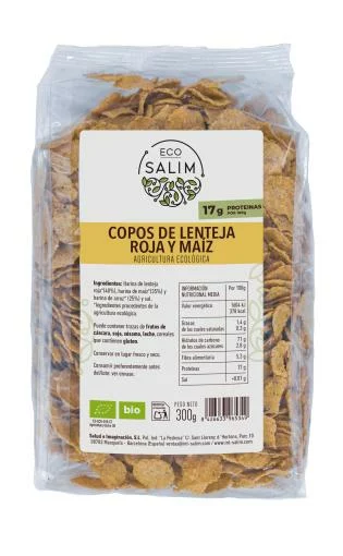 copos, mueslis y salvados COPOS DE LENTEJA ROJA Y MAIZ BIO 300G