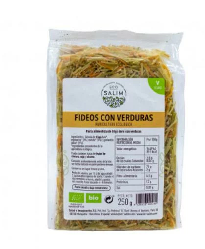 arroz y pasta FIDEOS CON VERDURAS ECO 250 GR
