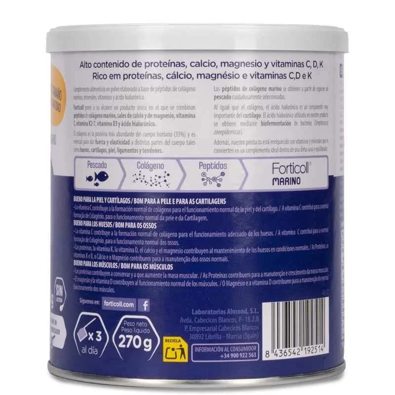 FORTICOLL - Colageno bioactivo marino 270gr | huesos y articulaciones - Imagen 2