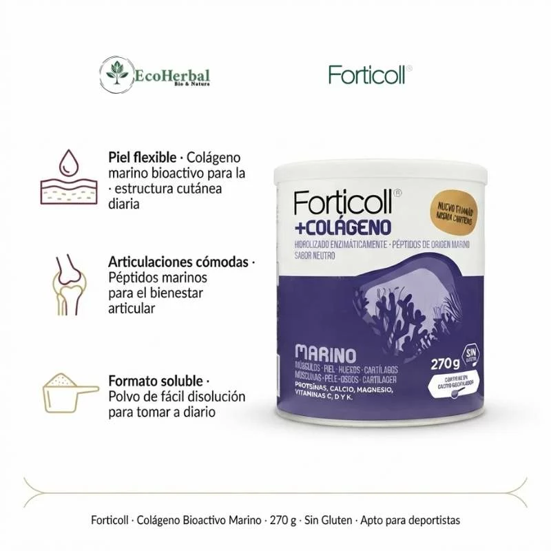 FORTICOLL - Colageno bioactivo marino 270gr | huesos y articulaciones - Imagen 3