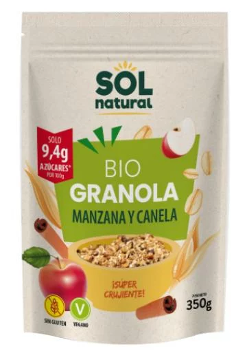 copos, mueslis y salvados GRANOLA AVENA S/G MANZANA Y CANELA BIO 350G