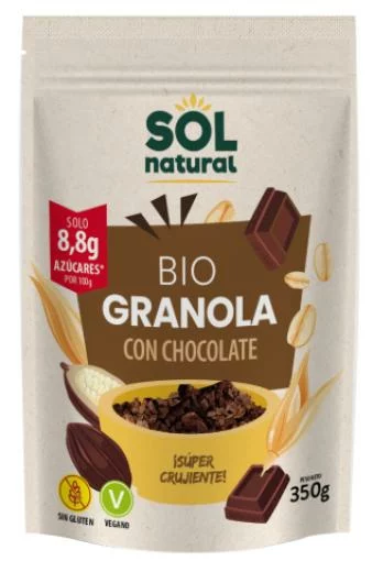 copos, mueslis y salvados GRANOLA DE AVENA S/G CON CHOCOLATE BIO 350G