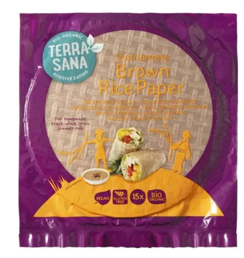 arroz y pasta PAPEL DE ARROZ INTEGRAL VIETNAMITA S/G VEGAN BIO 15 HOJAS 150G