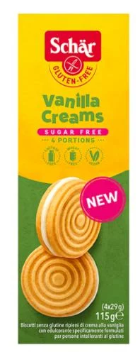 celiacos VAINILLA CREAMS SIN AZUCAR 4 UDS