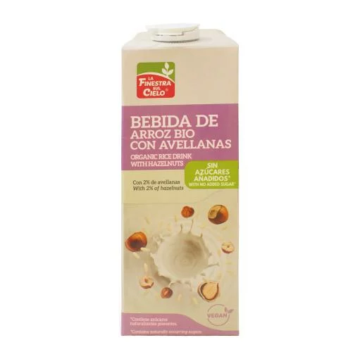 bebidas BEBIDA DE ARROZ CON AVELLANAS SIN AZUCARES AÑADIDOS BIO 1L