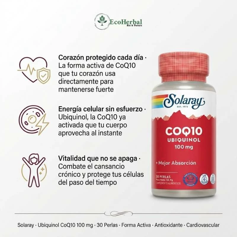 SOLARAY - Ubiquinol coq10 100mg - 30 perlas - Imagen 2