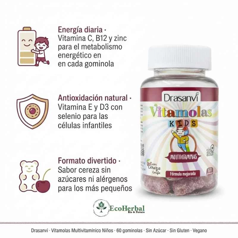 vitaminas VITAMOLAS KIDS MULTIVITAMINAS SABOR CEREZA 60 GOMINOLAS