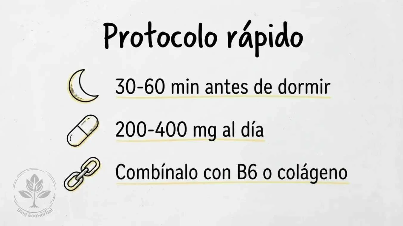 Protocolo de Toma de Magnesio – EcoHerbal Tres consejos prácticos sobre cuándo y cómo tomar magnesio, escritos en una pizarra.