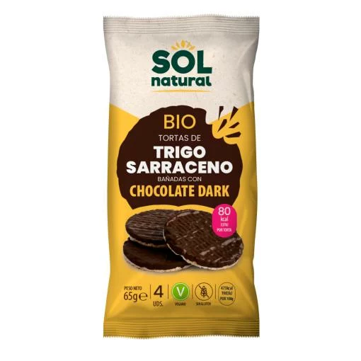 aperitivos y frutos secos TORTAS DE TRIGO SARRACENO CON CHOCOLATE DARK BIO 65G