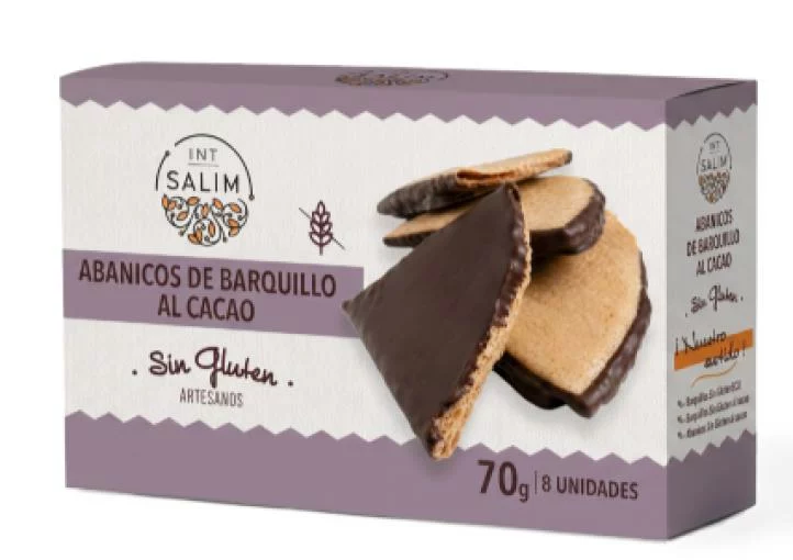 repostería y chocolates ABANICOS DE BARQUILLO AL CACAO S/G 70G (8 UDS)